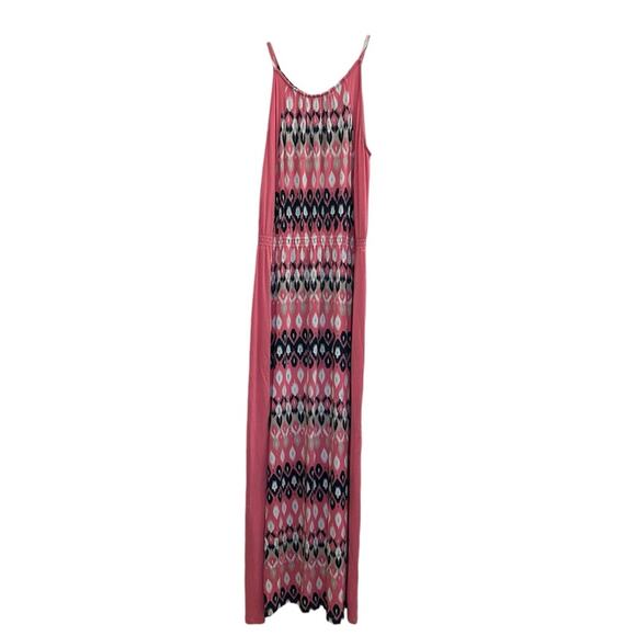 New York & Company High Neck Maxi Dress in Pink Geometric Pattern S/M - Picture 3 of 10